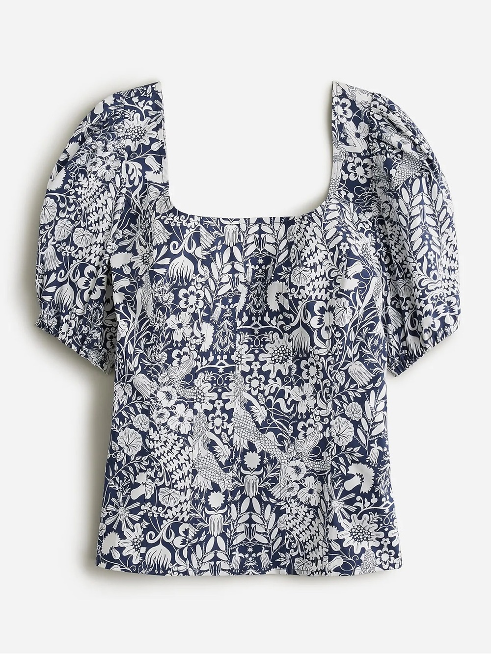 J.CREW • Puff-sleeve cotton poplin squareneck top in mermaid floral 4 BR056